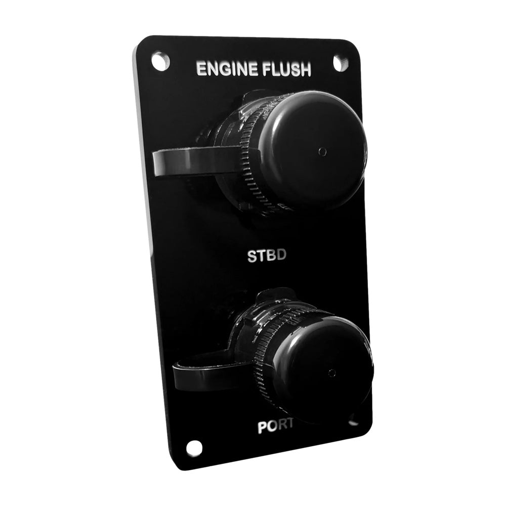 Flushmaster Vertical Dual Outlet Flush Port Reroute - Black Acrylic - 1/2" Barb - Deckhand Marine Supply