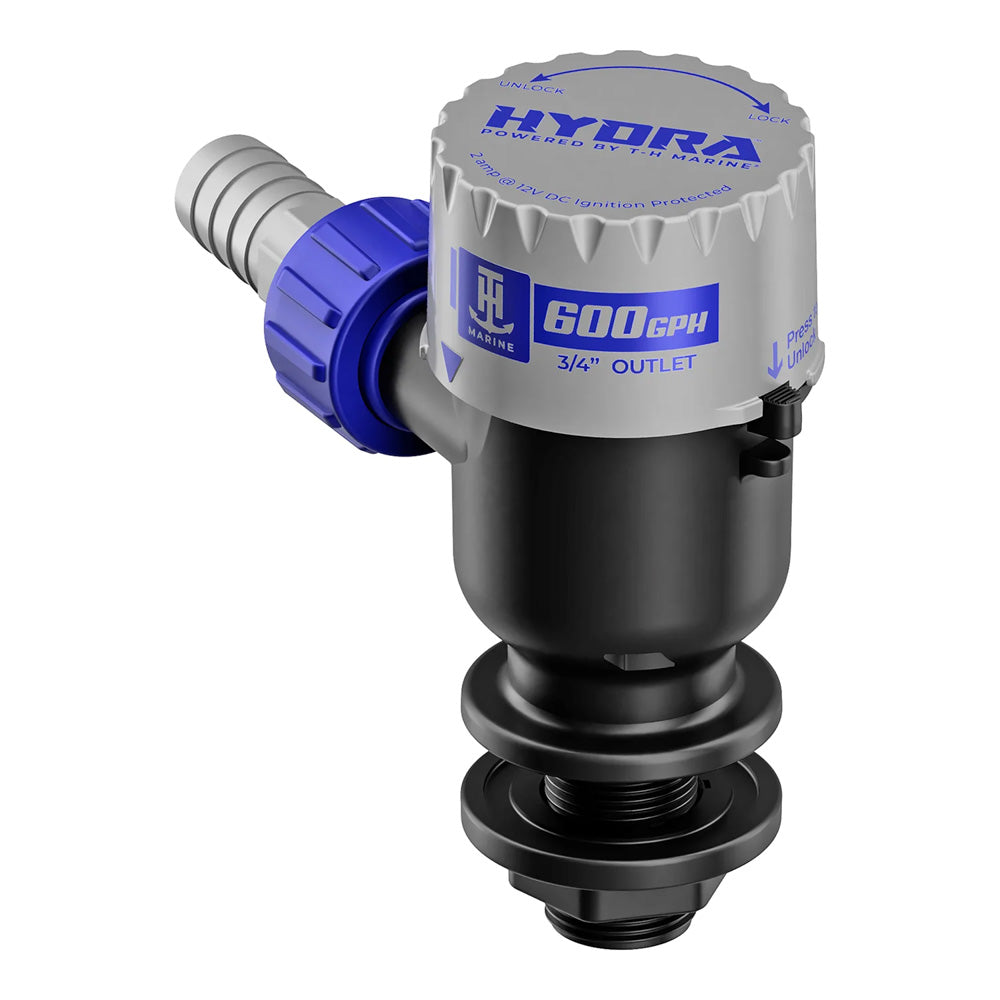 T-H Marine HYDRA Livewell Pump - 600 GPH - 12V - Short Nozzle - Deckhand Marine Supply