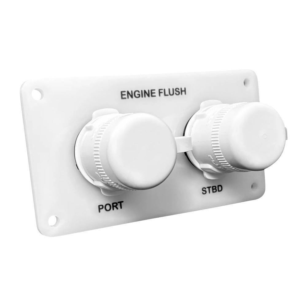 Flushmaster Flush Port Reroute Dual Outlet - White Acrylic Plate - Horizontal - 1/2' Barb - Deckhand Marine Supply