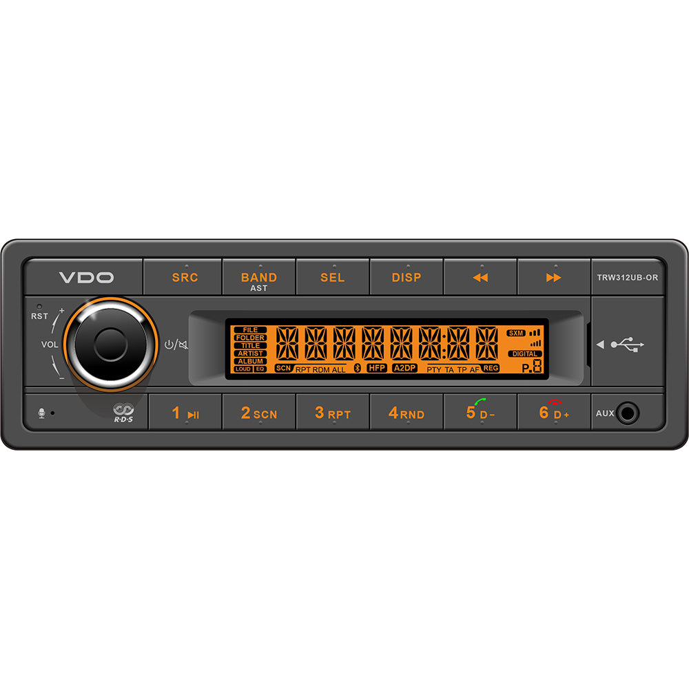 VDO 12V Radio w/FM RDS Tuner MP3/WMA/USB/Bluetooth - Orange Illumination - Deckhand Marine Supply