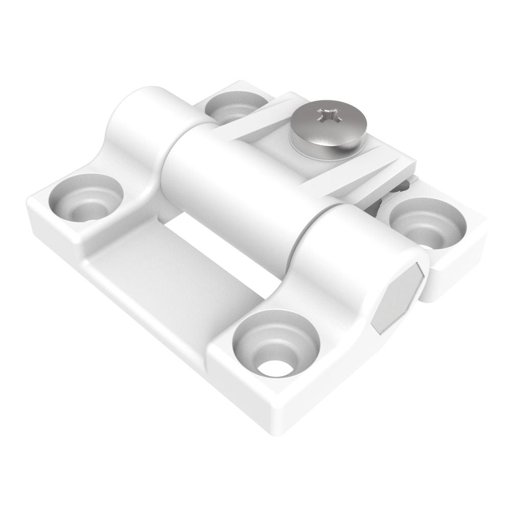 Southco Adjustable Torque Hinge, Symmetric, Medium Size, Acetal Copolymer, Natural, White - Deckhand Marine Supply