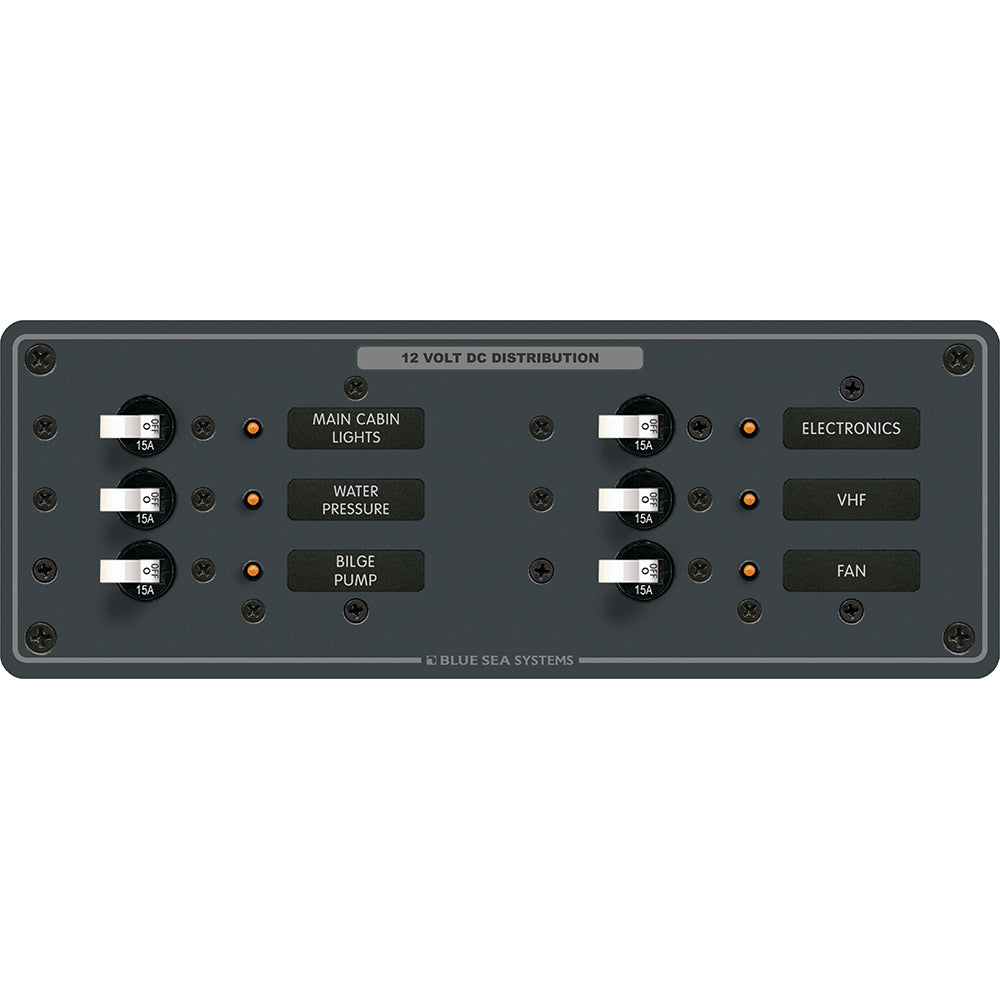 Blue Sea 8096 DC 6 Position Toggle Branch Circuit Breaker Panel - White Switches - Deckhand Marine Supply