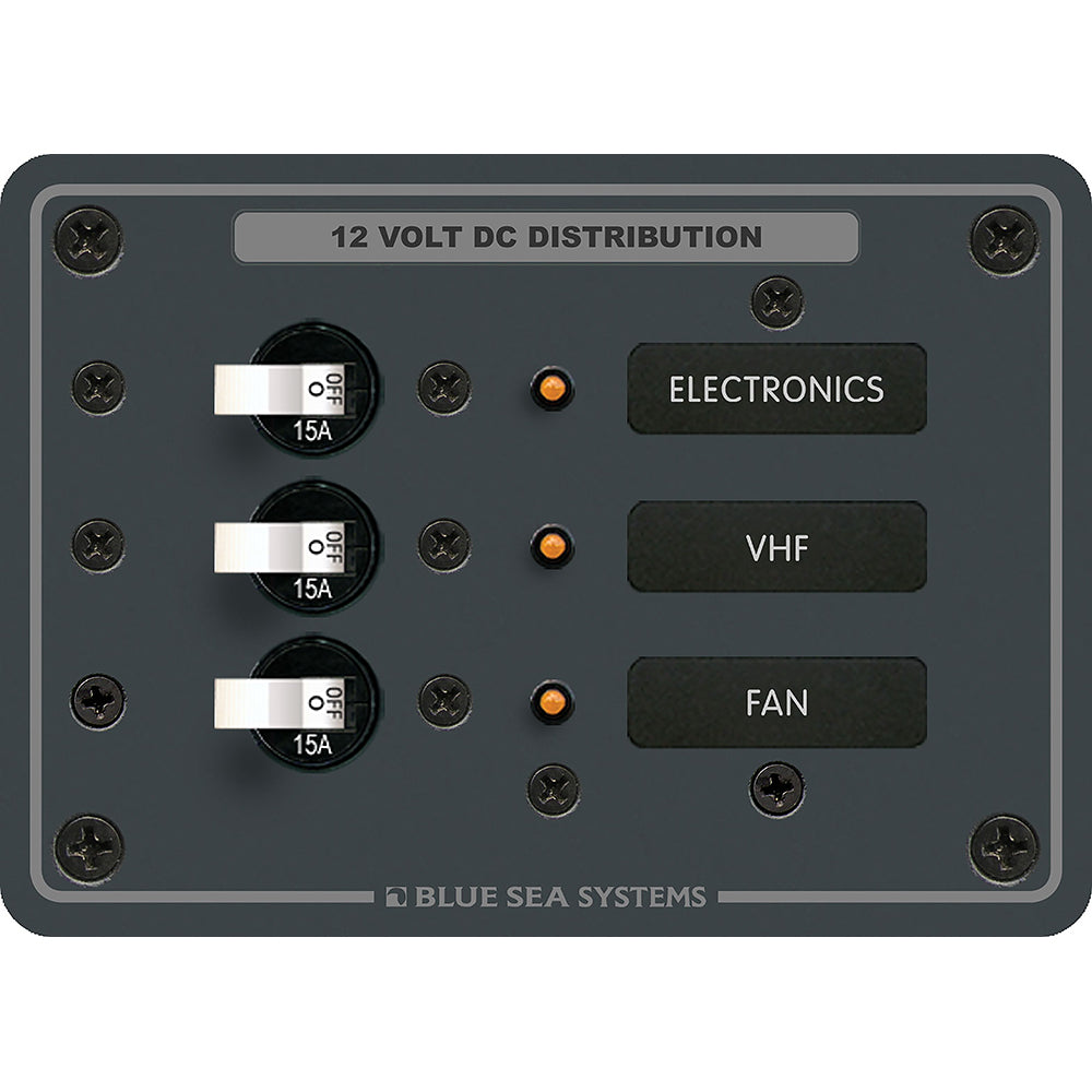Blue Sea 8025 DC 3 Position Breaker Panel - White Switches - Deckhand Marine Supply