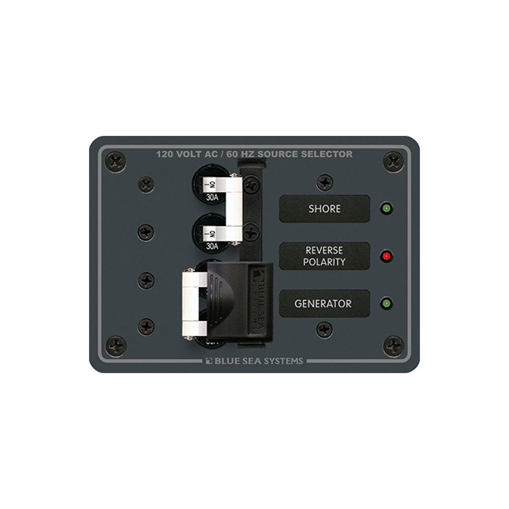 Blue Sea 8032 AC Toggle Source Selector 120V AC - 30AMP - White Switches - Deckhand Marine Supply