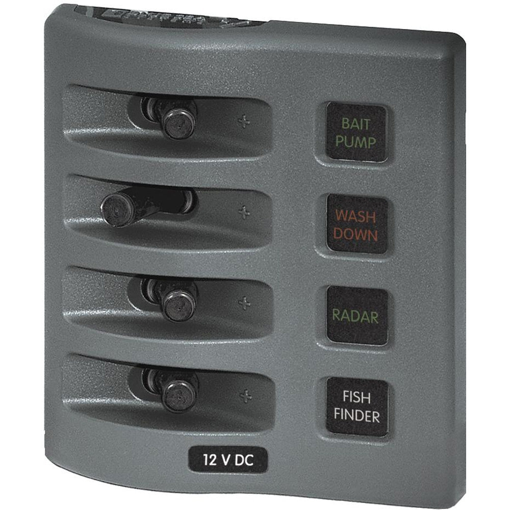 Blue Sea 4304 WeatherDeck Water Resistant Fuse Panel - 4 Position - Grey - Deckhand Marine Supply