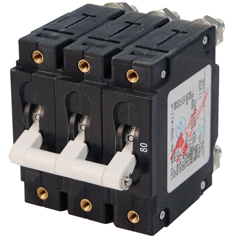 Blue Sea 7289 C-Series Triple Pole Circuit Breaker - 80A - Deckhand Marine Supply