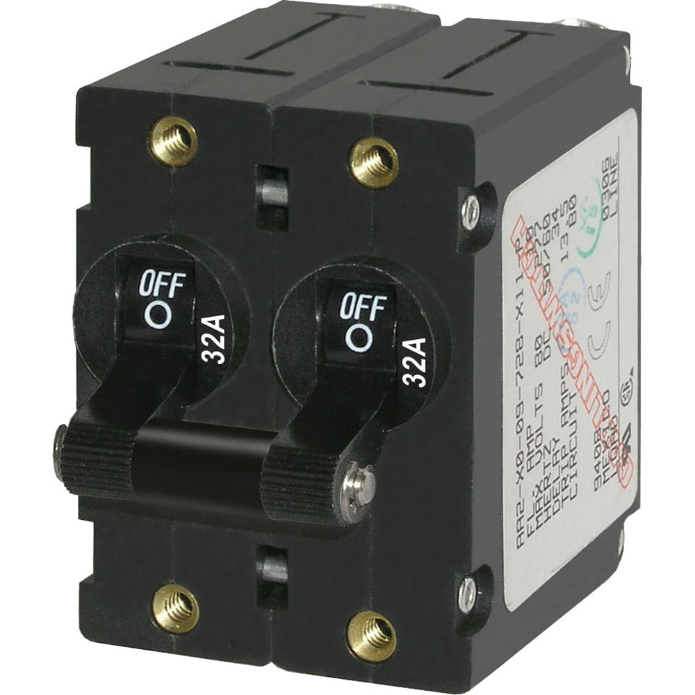 Blue Sea 7349 A-Series Double Pole Toggle - 32A - Black - Deckhand Marine Supply