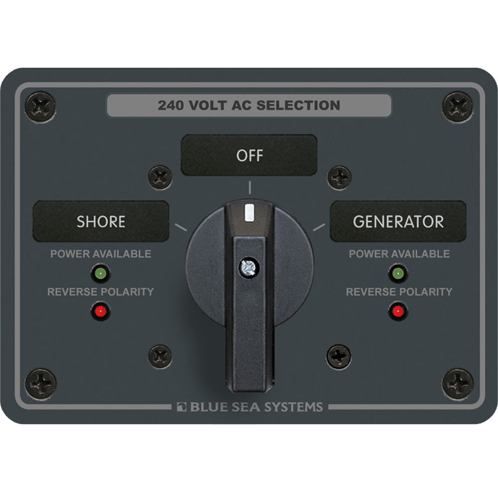 Blue Sea 8363 AC Rotary Switch Panel 65 Ampere 2 Positions + OFF, 3 Pole - Deckhand Marine Supply
