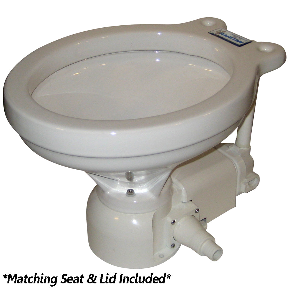 Raritan Sea Era Electric Toilet - Household Style - Integral Pump - Straight  90 Discharge - 12v - Deckhand Marine Supply