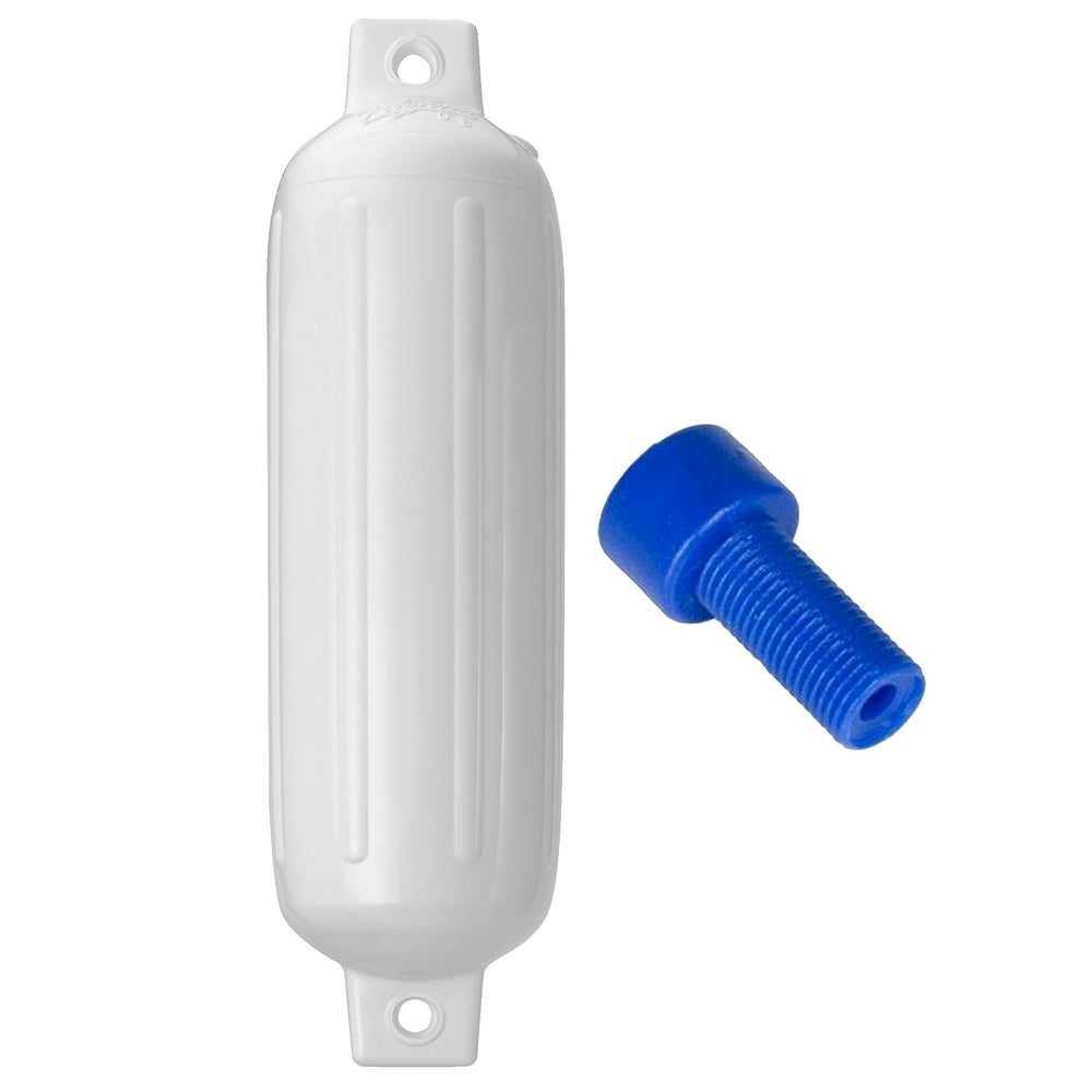 Polyform G-3 Twin Eye Fender 5.5" x 19" - White w/Adapter - Deckhand Marine Supply