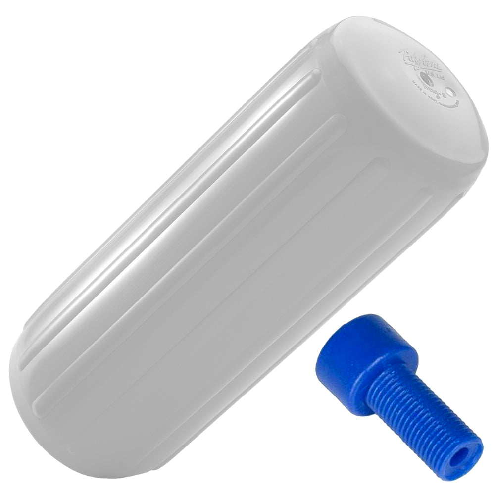 Polyform HTM-1 Fender 6.3" x 15.5" - White w/Adapter - Deckhand Marine Supply