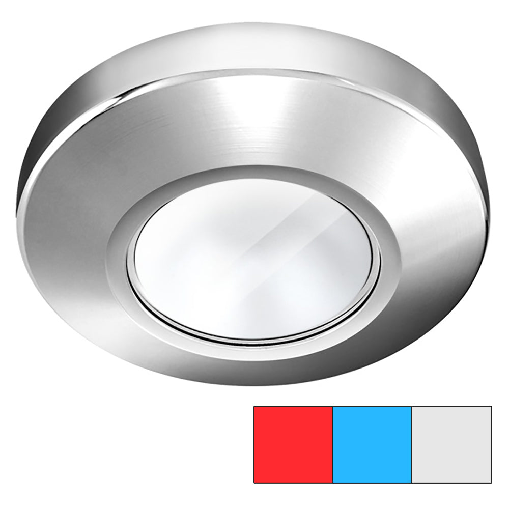 i2Systems Profile P1120 Tri-Light Surface Light - Red, Cool White  Blue - Chrome Finish - Deckhand Marine Supply
