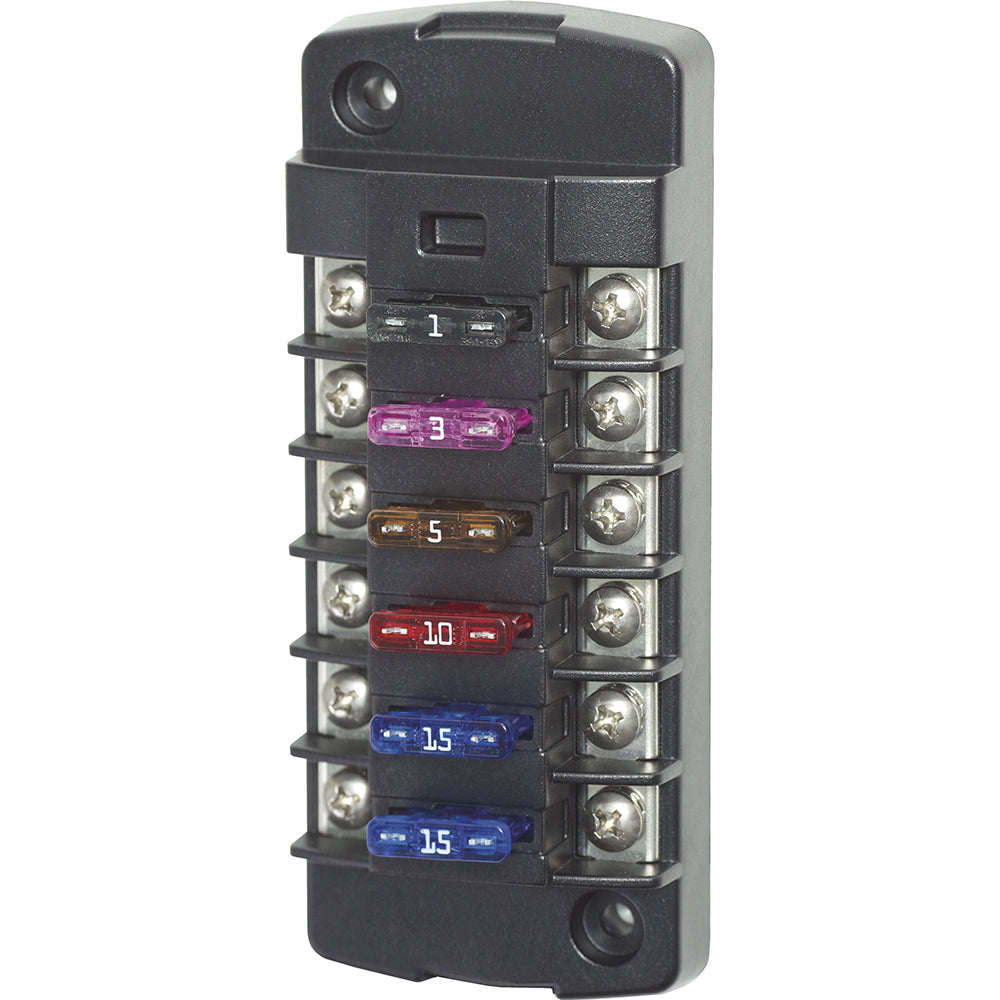 Blue Sea 5037 ST Blade Fuse Block w/o Cover - 6 Circuit Independent w/o Negative Bus - Deckhand Marine Supply