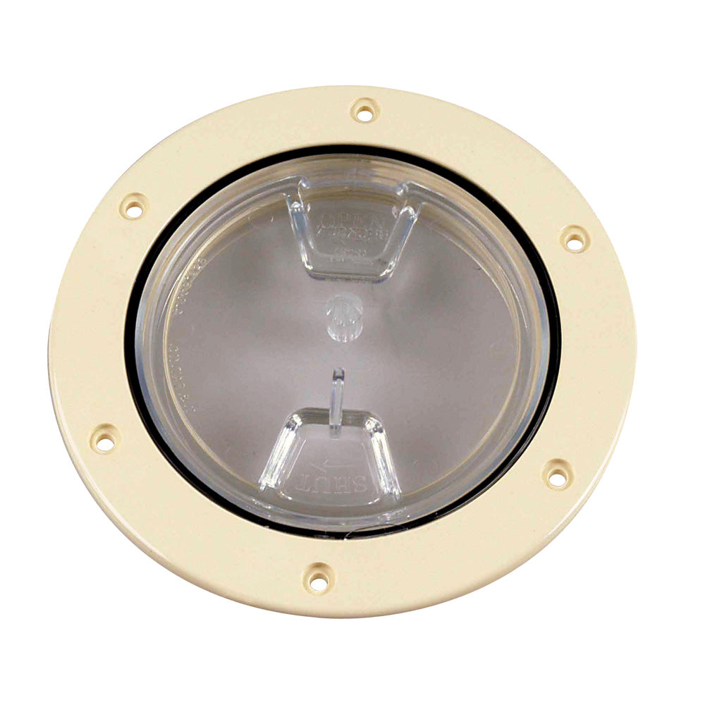 Beckson 4" Clear Center Screw-Out Deck Plate - Beige - Deckhand Marine Supply
