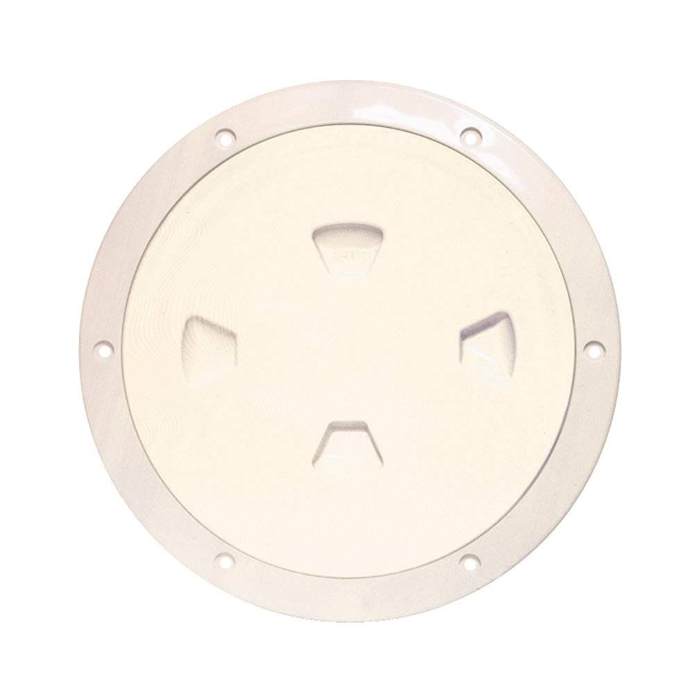 Beckson 8" Smooth Center Screw-Out Deck Plate - Beige - Deckhand Marine Supply