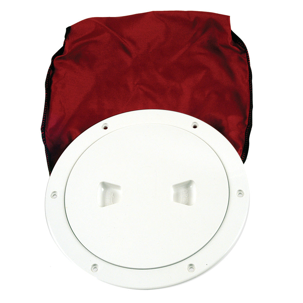 Beckson 6" Stow-Away Deck Plate - White w/12" Bag - Deckhand Marine Supply