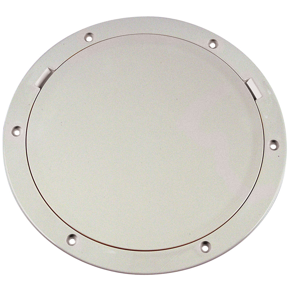 Beckson 8" Smooth Center Pry-Out Deck Plate - White - Deckhand Marine Supply