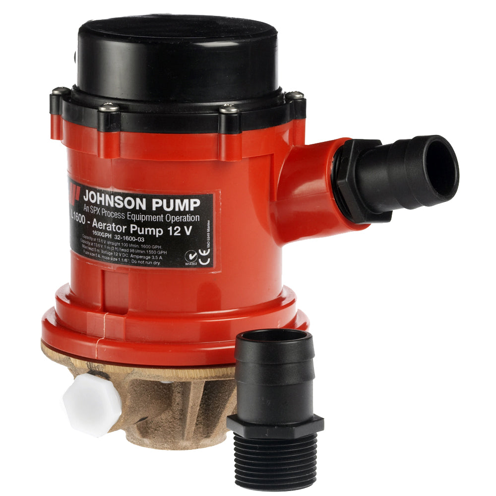 Johnson Pump Pro Series 1600 GPH Tournament Livewell/Baitwell Pump  - 12V - Deckhand Marine Supply