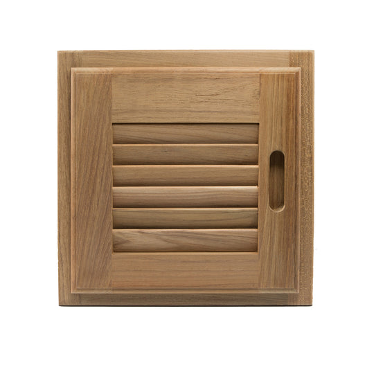 Whitecap Teak Louvered Door & Frame - Right Hand - 12" x 12" - Deckhand Marine Supply