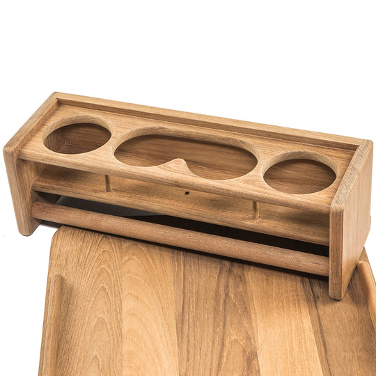 Whitecap Teak Drinkholder w/Removable Cockpit Table Top - Holds 4 Glasses - Deckhand Marine Supply