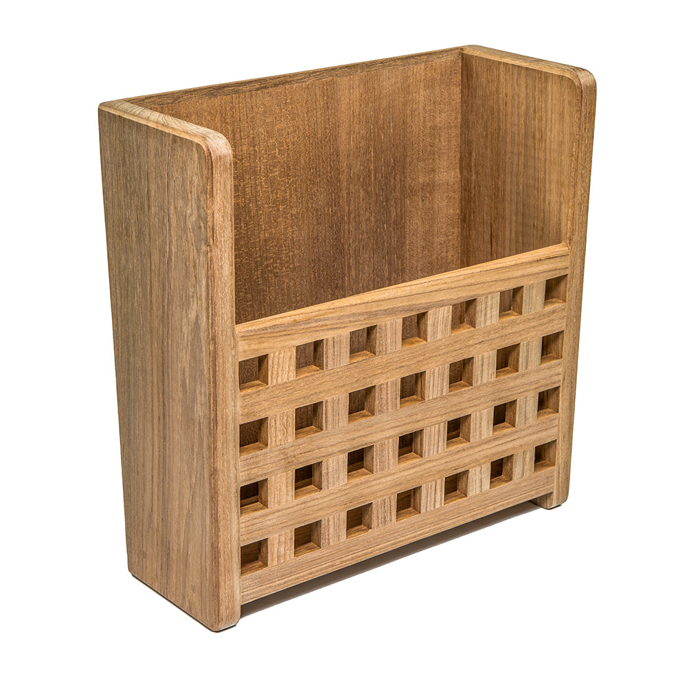 Whitecap Teak Grate Front Magazine Rack - Deckhand Marine Supply