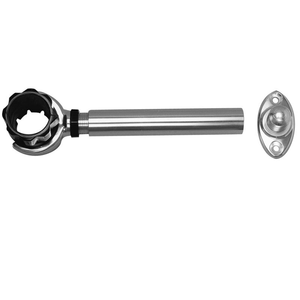 Rupp Threaded Antenna Support w/6" Flat Mount & 1.5" Collar - Deckhand Marine Supply
