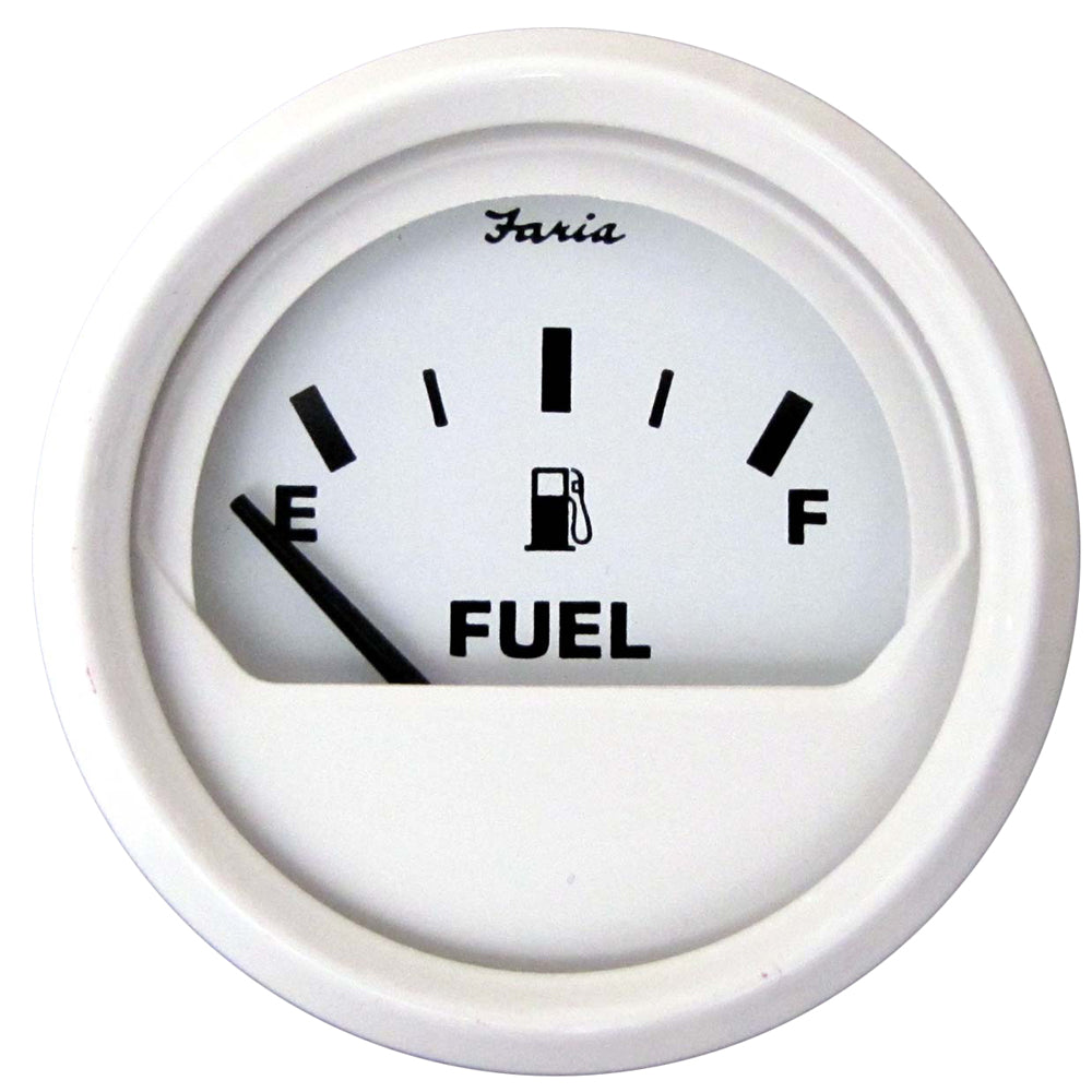 Faria Dress White 2" Fuel Level Gauge (E-1/2-F) - Deckhand Marine Supply