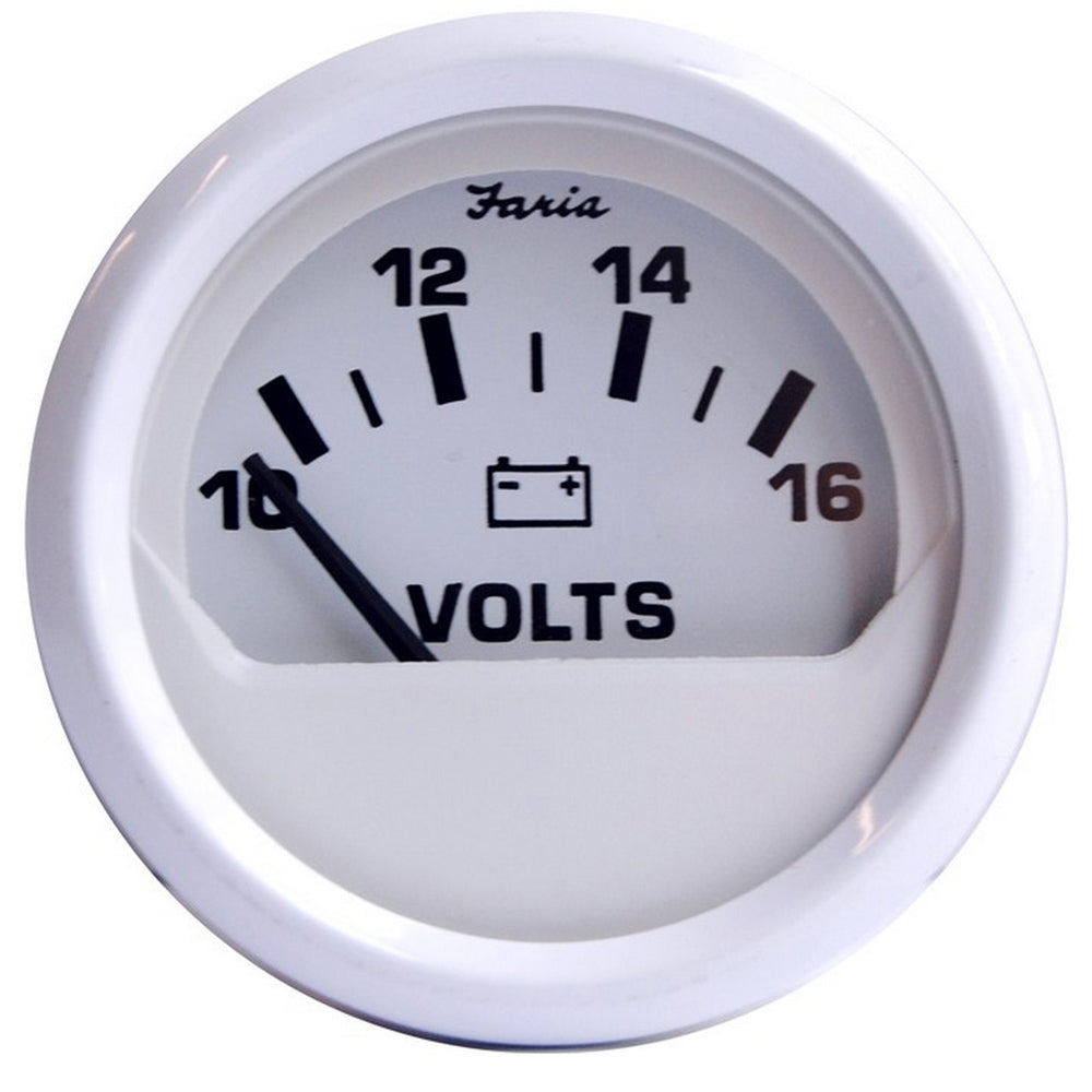 Faria Dress White 2" Voltmeter (10-16 VDC) - Deckhand Marine Supply