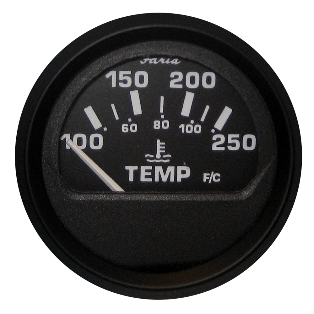 Faria Euro Black 2" Water Temperature Gauge (100-250 DegreeF) - Deckhand Marine Supply