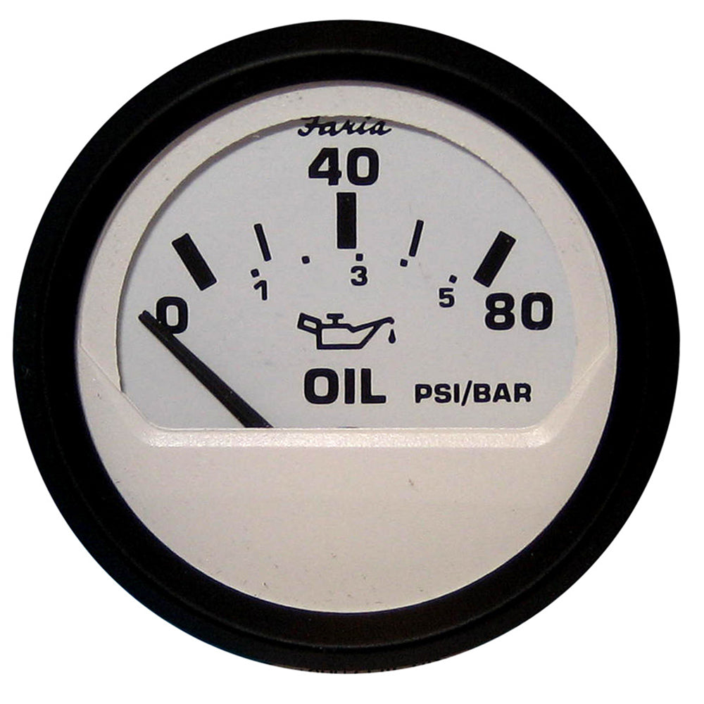 Faria Euro White 2" Oil Pressure Gauge (80 PSI) - Deckhand Marine Supply