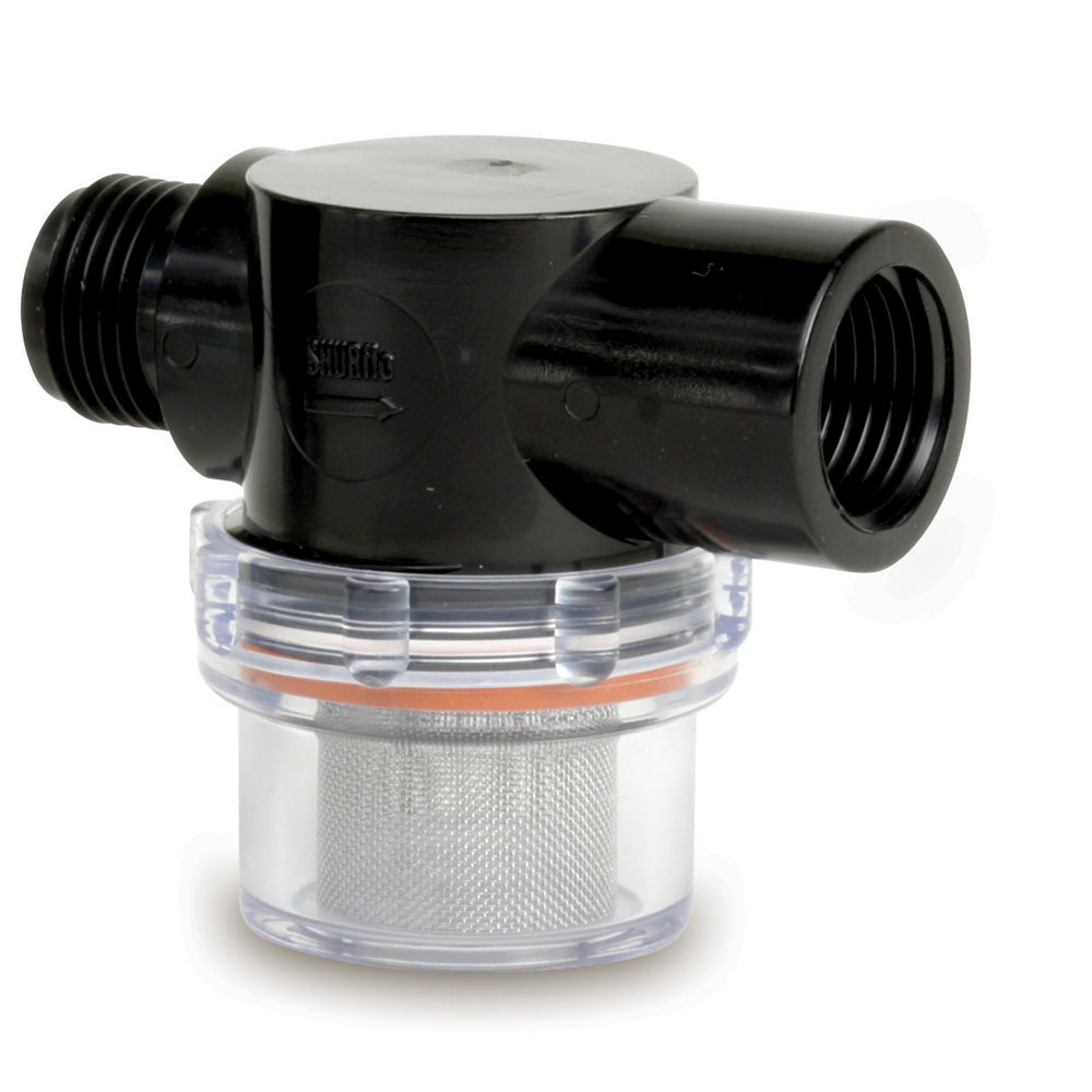 Shurflo by Pentair Twist-On Water Strainer - 1/2" Pipe Inlet - Clear Bowl - Deckhand Marine Supply