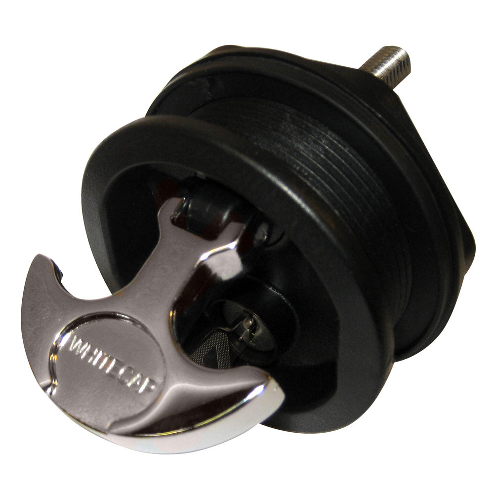 Whitecap T-Handle Latch - Chrome Plated Zamac/Black Nylon - Locking - Freshwater Use Only - Deckhand Marine Supply