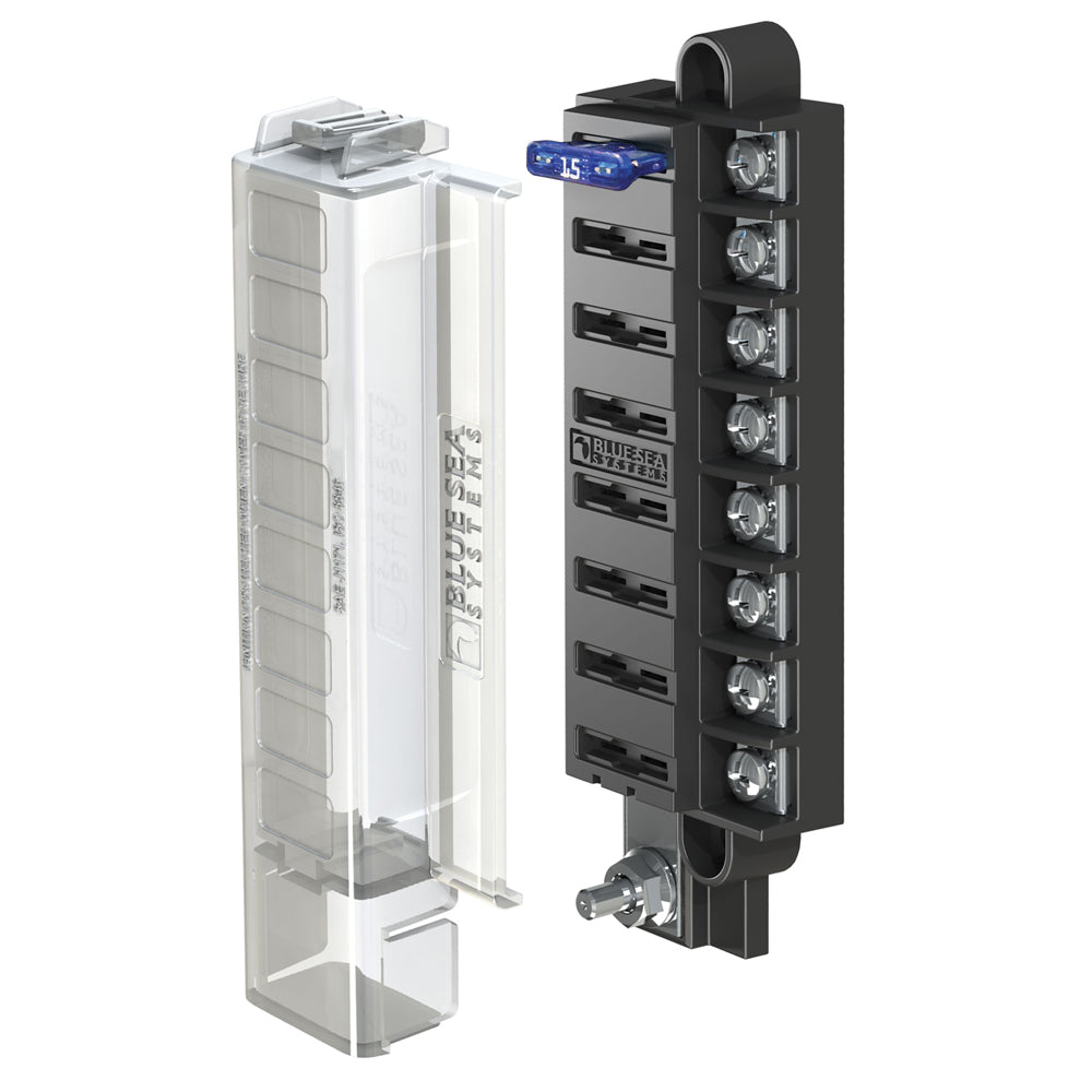 Blue Sea 5046 ST Blade Compact Fuse Blocks - 8 Circuits w/Cover - Deckhand Marine Supply