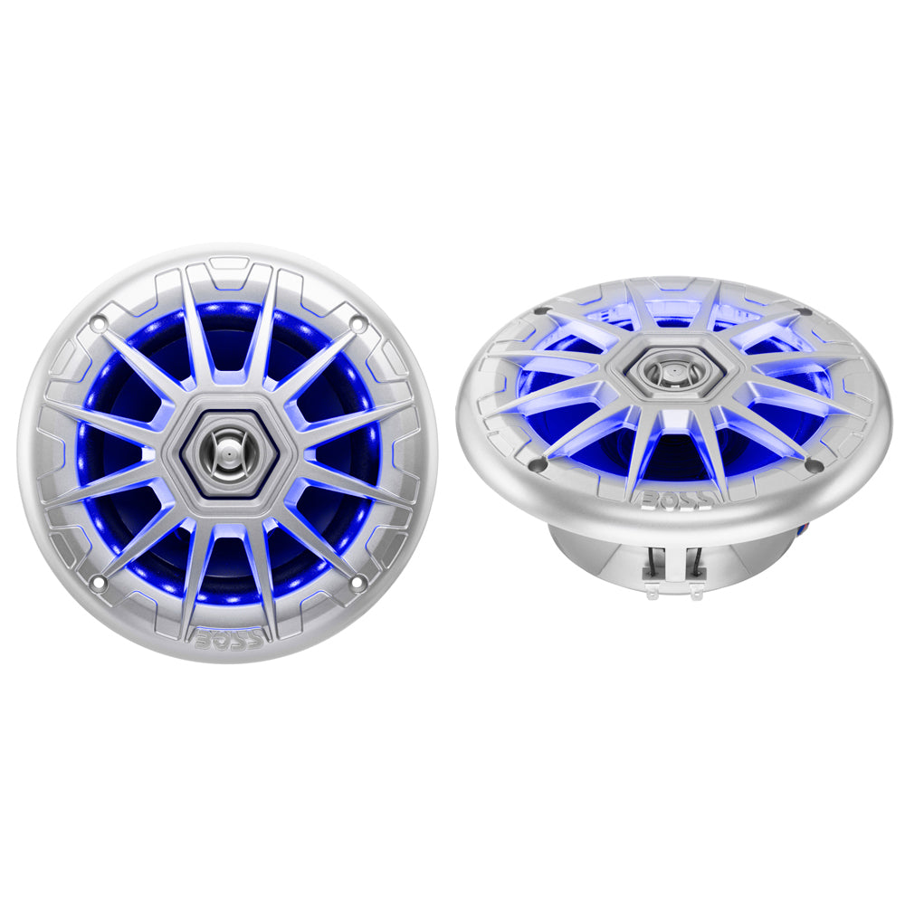 Boss Audio 6.5" MRGB65S Speakers w/RGB Lighting - Silver - 200W - Deckhand Marine Supply