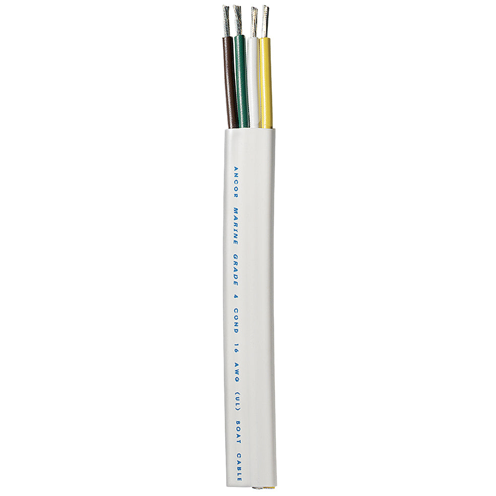 Ancor Trailer Cable - 16/4 AWG - Yellow/White/Green/Brown - Flat - 100' - Deckhand Marine Supply
