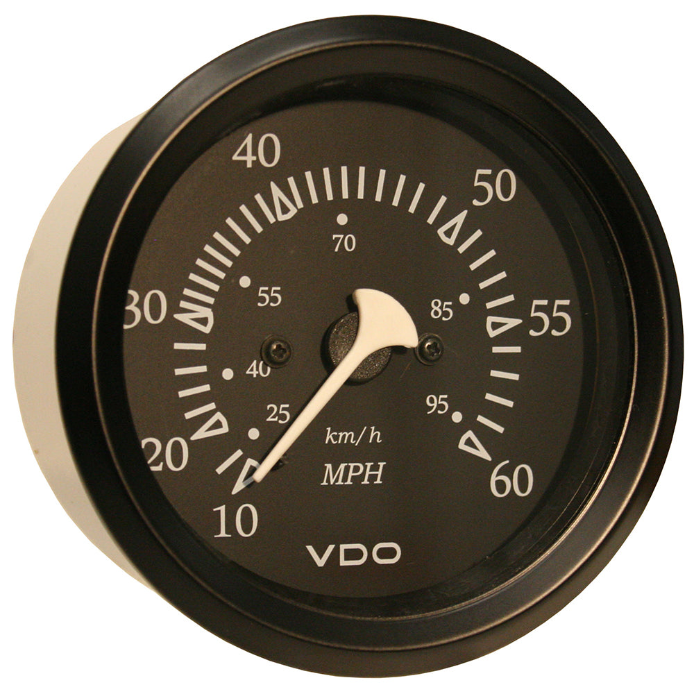 VDO Cockpit Marine 85mm (3-3/8") 60 MPH Pitot Speedometer - Black Dial/Bezel - Deckhand Marine Supply