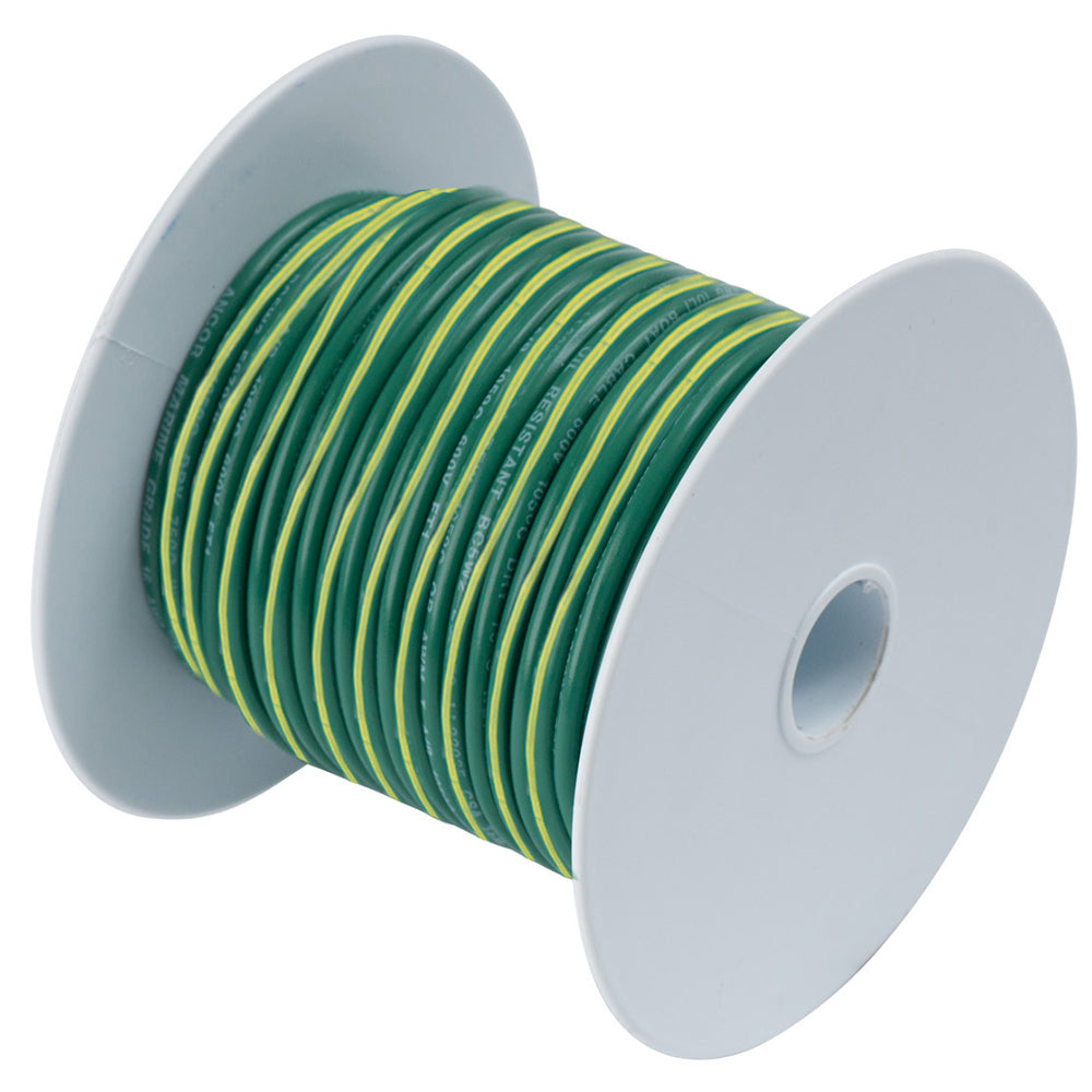 Ancor Green w/Yellow Stripe 10 AWG Tinned Copper Wire - 25' - Deckhand Marine Supply