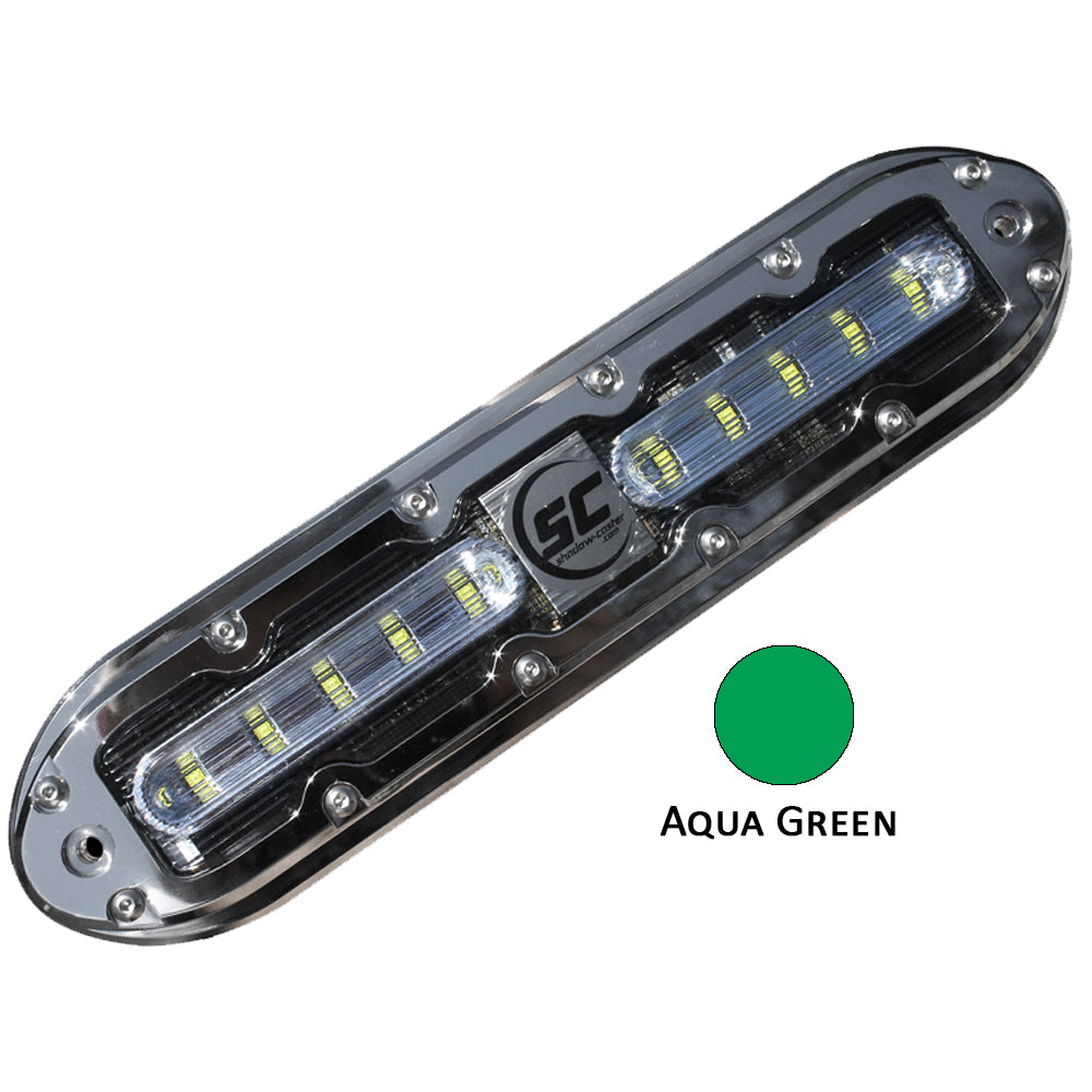 Shadow-Caster SCM-10 LED Underwater Light w/20' Cable - 316 SS Housing - Aqua Green - Deckhand Marine Supply