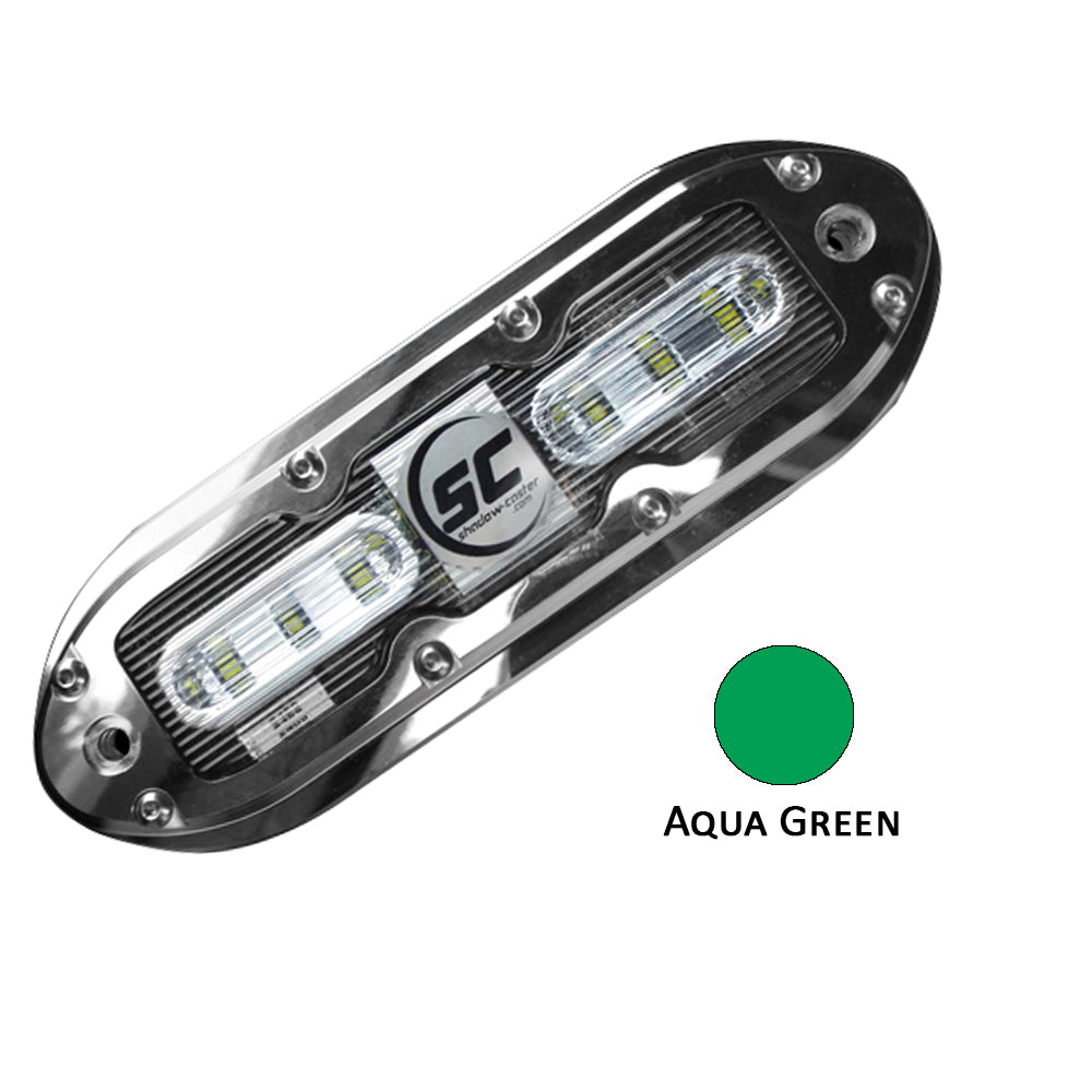 Shadow-Caster SCM-6 LED Underwater Light w/20' Cable - 316 SS Housing - Aqua Green - Deckhand Marine Supply