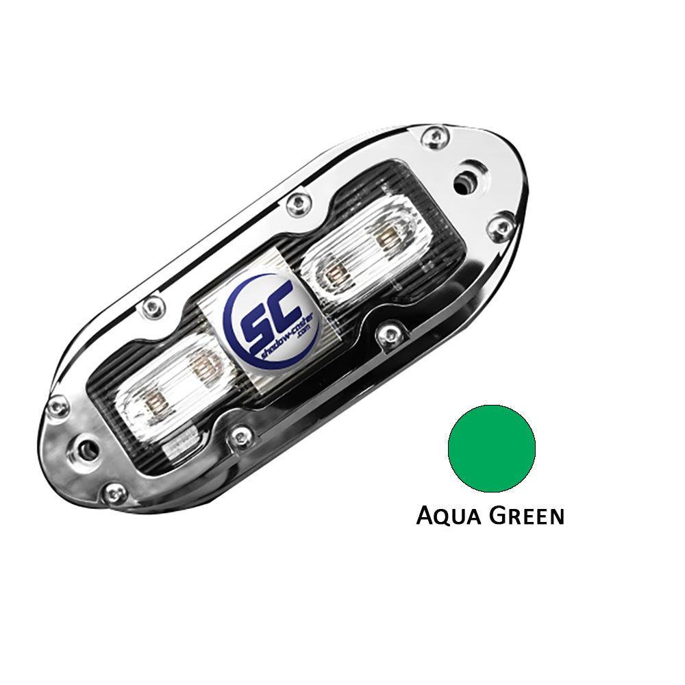 Shadow-Caster SCM-4 LED Underwater Light w/20' Cable - 316 SS Housing - Aqua Green - Deckhand Marine Supply
