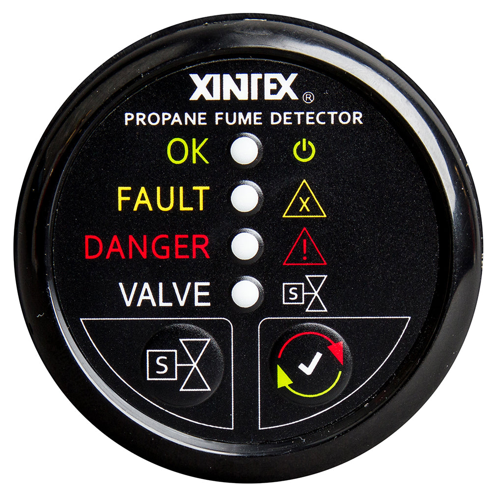 Fireboy-Xintex Propane Fume Detector w/Plastic Sensor  Solenoid Valve - Black Bezel Display - Deckhand Marine Supply