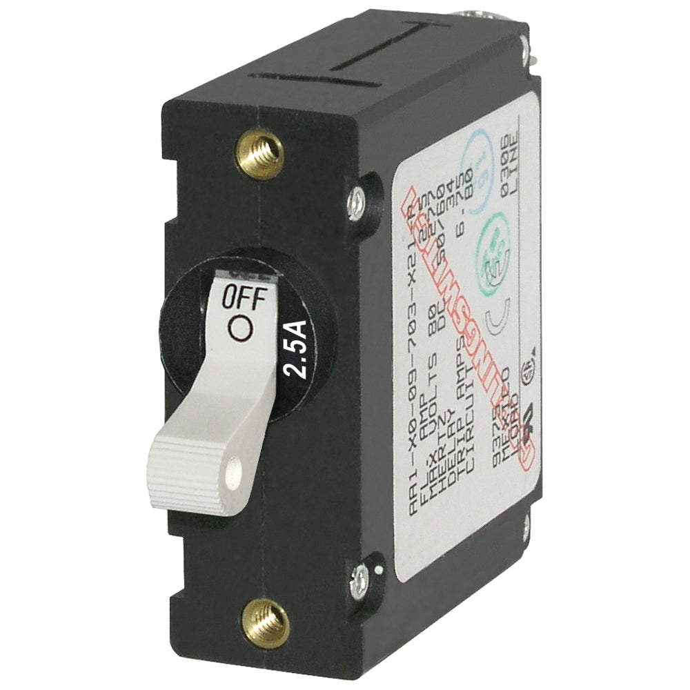 Blue Sea 7197 A-Series White Toggle Circuit Breaker - Single Pole 2.5A - Deckhand Marine Supply