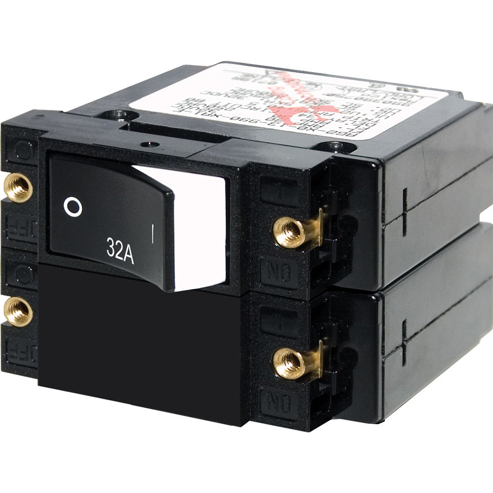 Blue Sea 7575 A-Series Raised Rocker Circuit Breaker - Double Pole - 32A - Deckhand Marine Supply