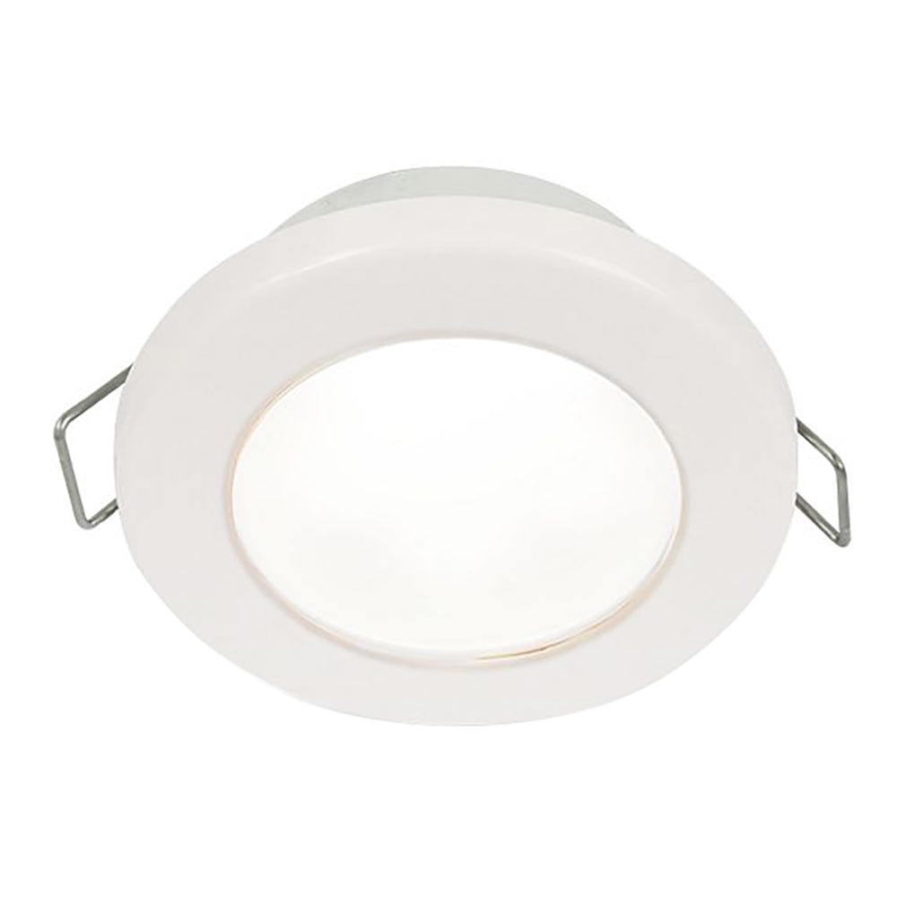 Hella Marine EuroLED 75 3" Round Spring Mount Down Light - White LED - White Plastic Rim - 12V - Deckhand Marine Supply