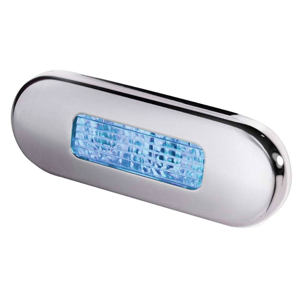 Hella Marine Surface Mount Oblong LED Courtesy Lamp - Blue LED - Stainless Steel Bezel - Deckhand Marine Supply