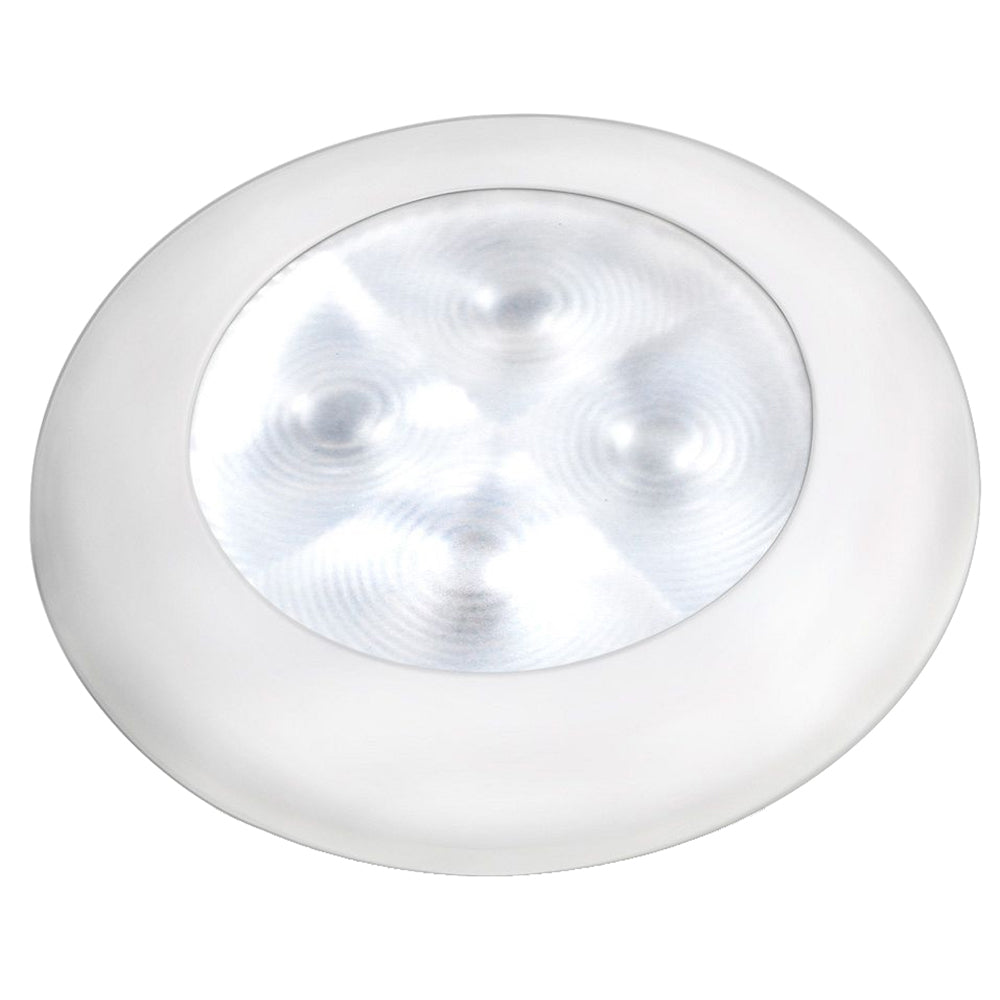 Hella Marine Slim Line LED 'Enhanced Brightness' Round Courtesy Lamp - White LED - White Plastic Bezel - 12V - Deckhand Marine Supply