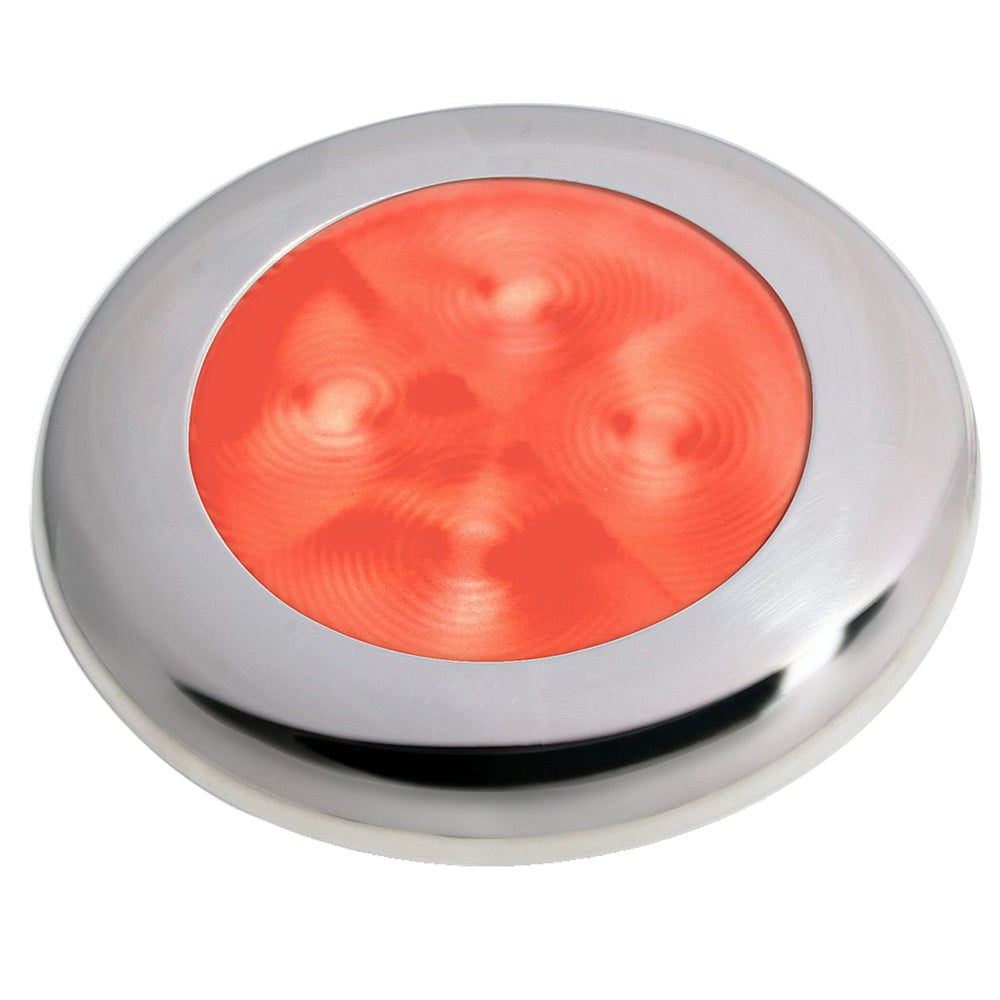 Hella Marine Slim Line LED 'Enhanced Brightness' Round Courtesy Lamp - Red LED - Stainless Steel Bezel - 12V - Deckhand Marine Supply
