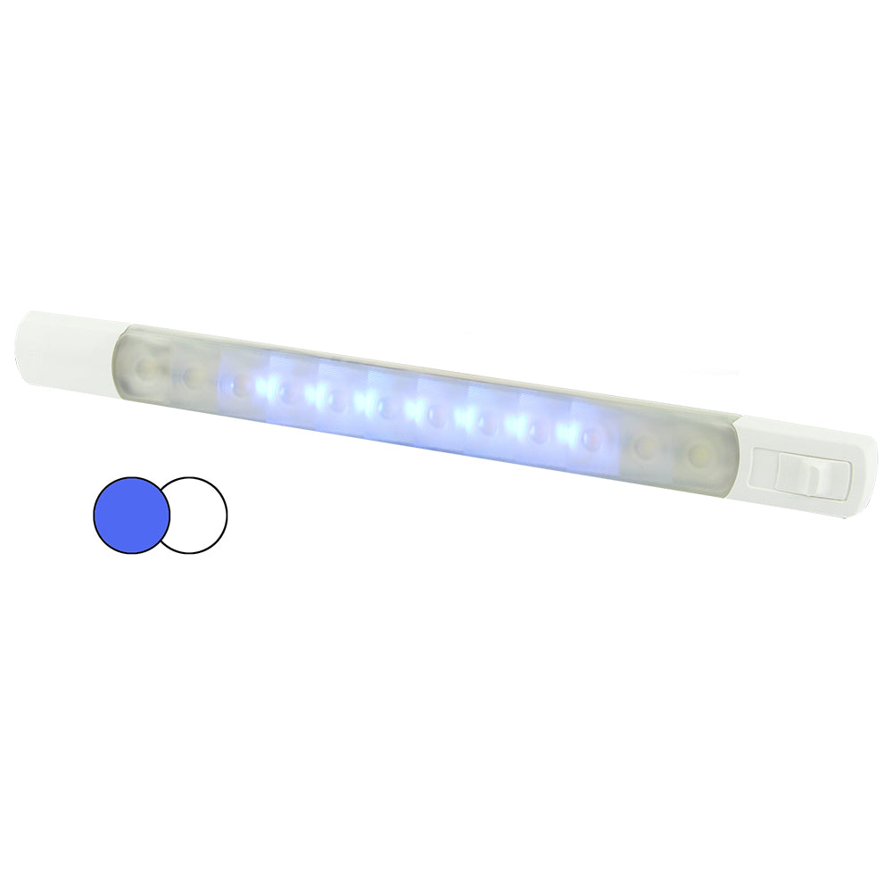 Hella Marine Surface Strip Light w/Switch - White/Blue LEDs - 12V - Deckhand Marine Supply