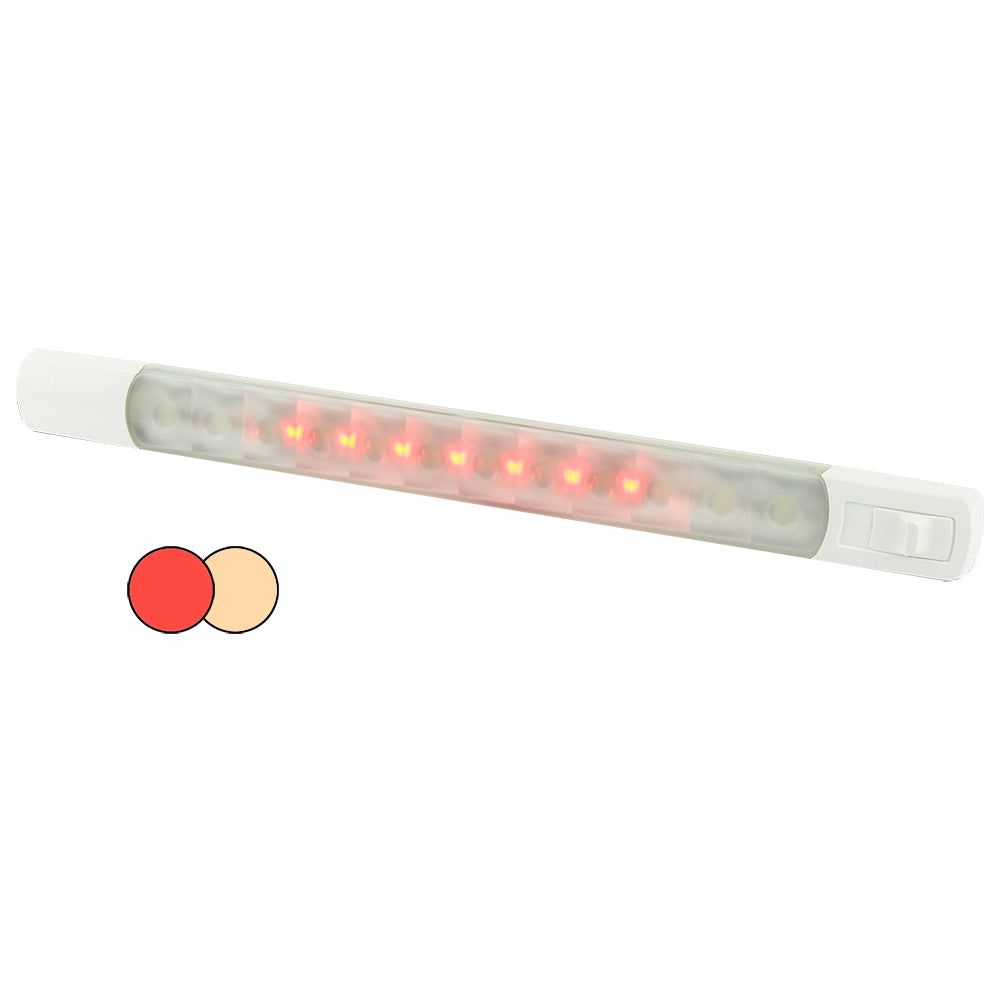 Hella Marine Surface Strip Light w/Switch - Warm White/Red LEDs - 12V - Deckhand Marine Supply