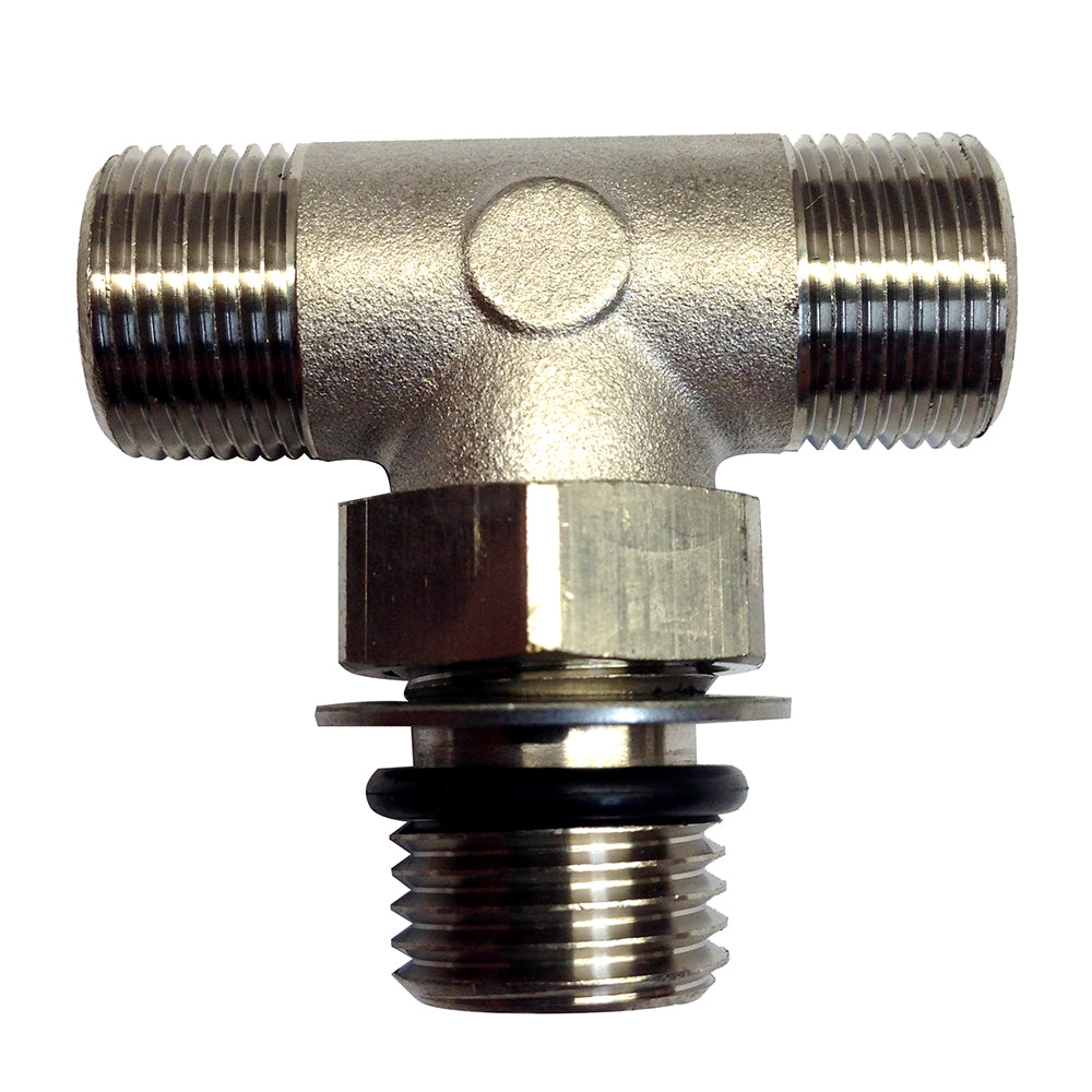 Uflex Boss Style T-Fitting - Nickel - ORB 6 to 3/8" COMP - Deckhand Marine Supply